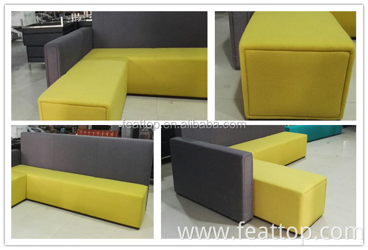 Modern design lounge furniture fabric L shape selection sofa for public area